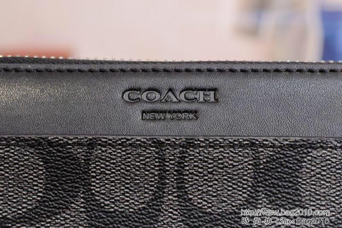 COACH蔻馳 原單 75000 頭層牛皮 長款男式拉鏈錢包  Chz1496